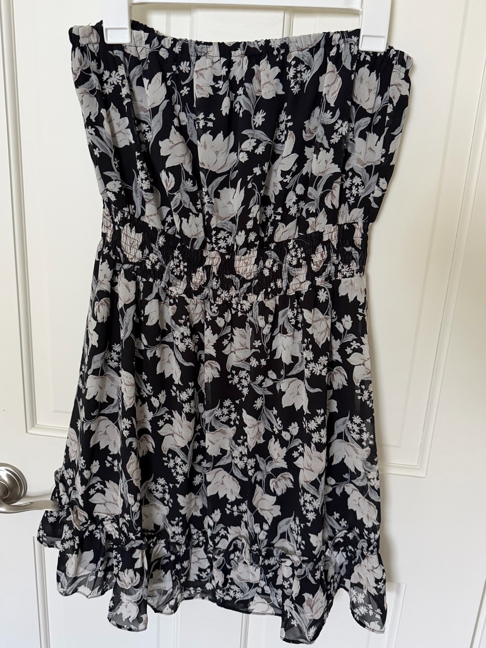 Floral Strapless Black & White Summer Dress